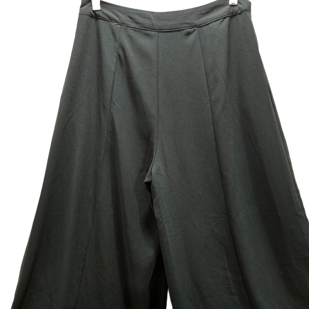 Elodie Dark Green High Waisted Wide Leg Cropped Trousers Side Buttons Size M - Picture 7 of 9